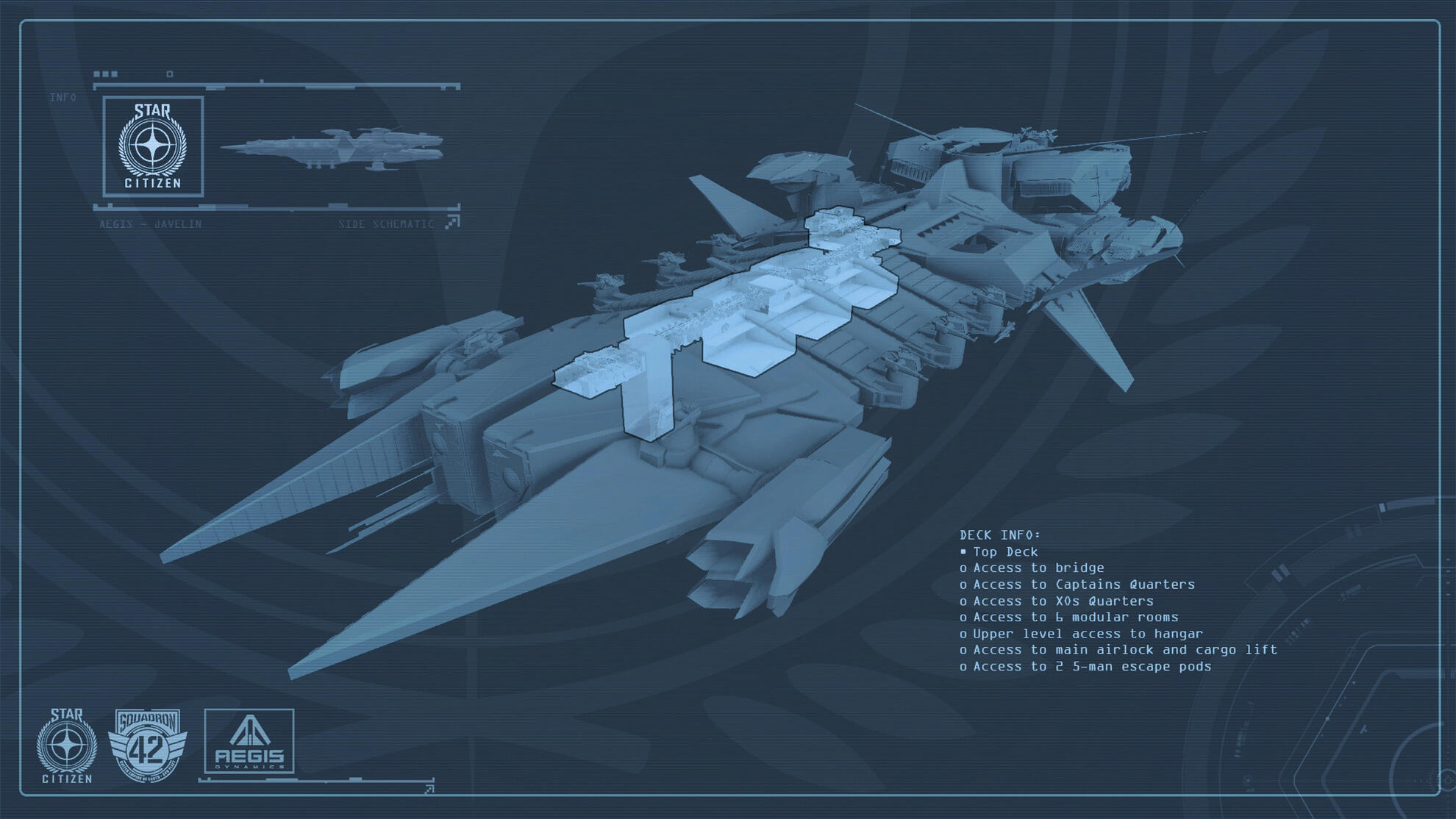 Star Citizen - Aegis Javelin - Pont supérieur