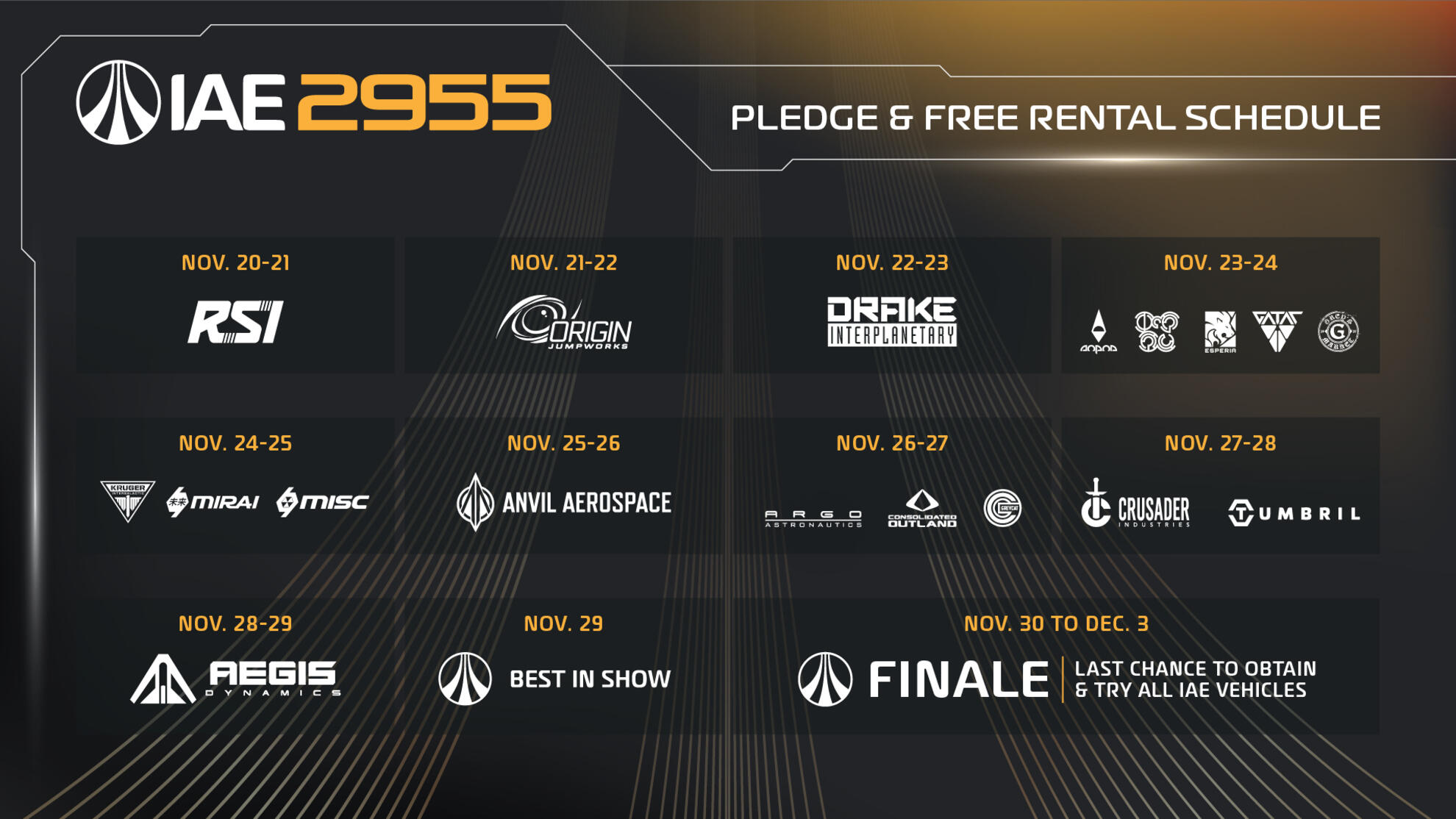 Star Citizen - Calendrier de l'IAE 2955