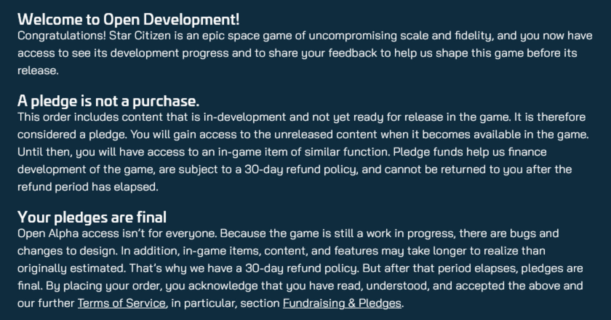 Star Citizen - Capture du DISCLAIMER de 2026 lors d'un achat sur roberts Space Industries