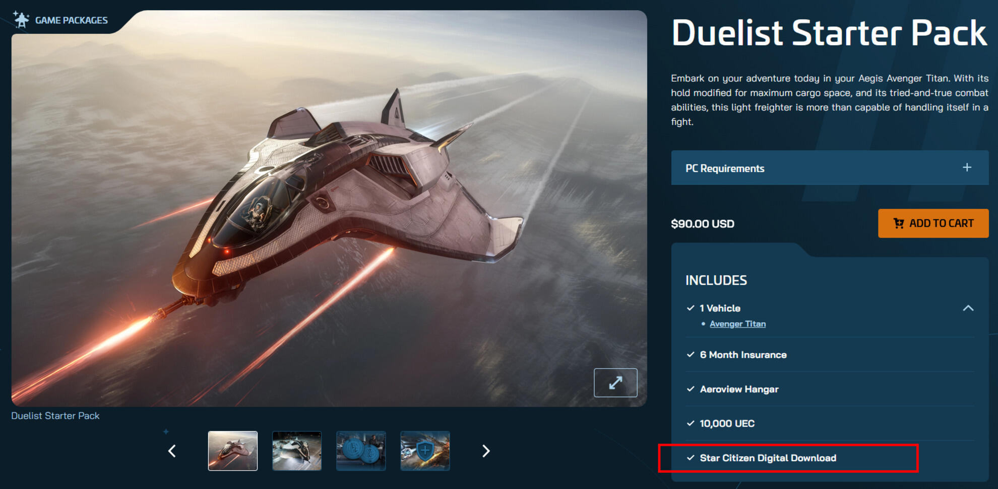 Star Citizen - Détail du pack 