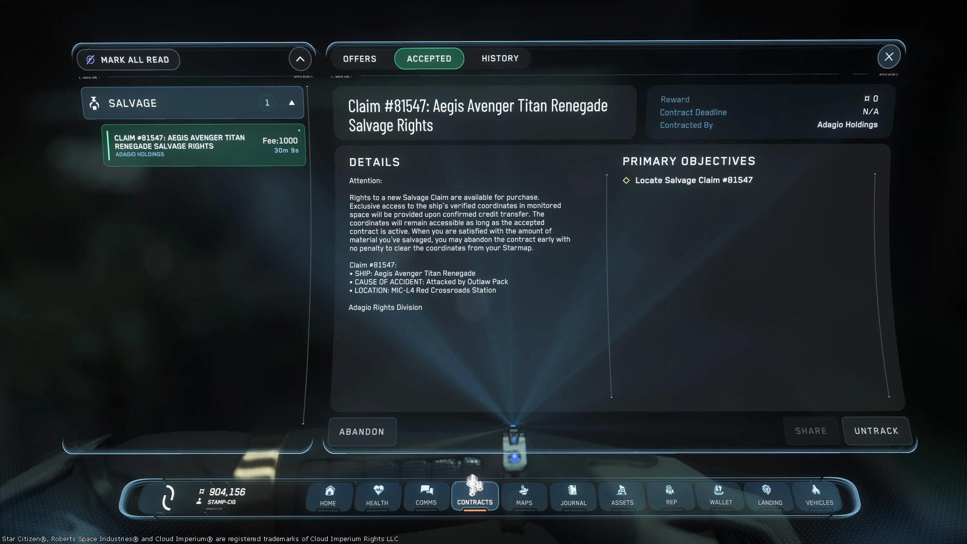 Star Citizen - Mission de Salvage