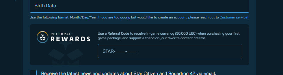 Star Citizen - Referral-code-form-zone