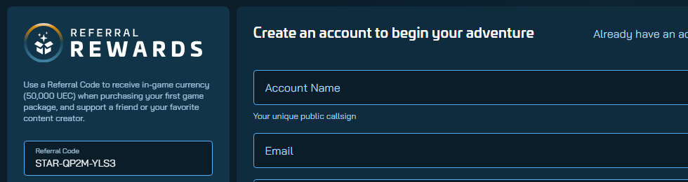 Star Citizen - Referral-code-form-zone