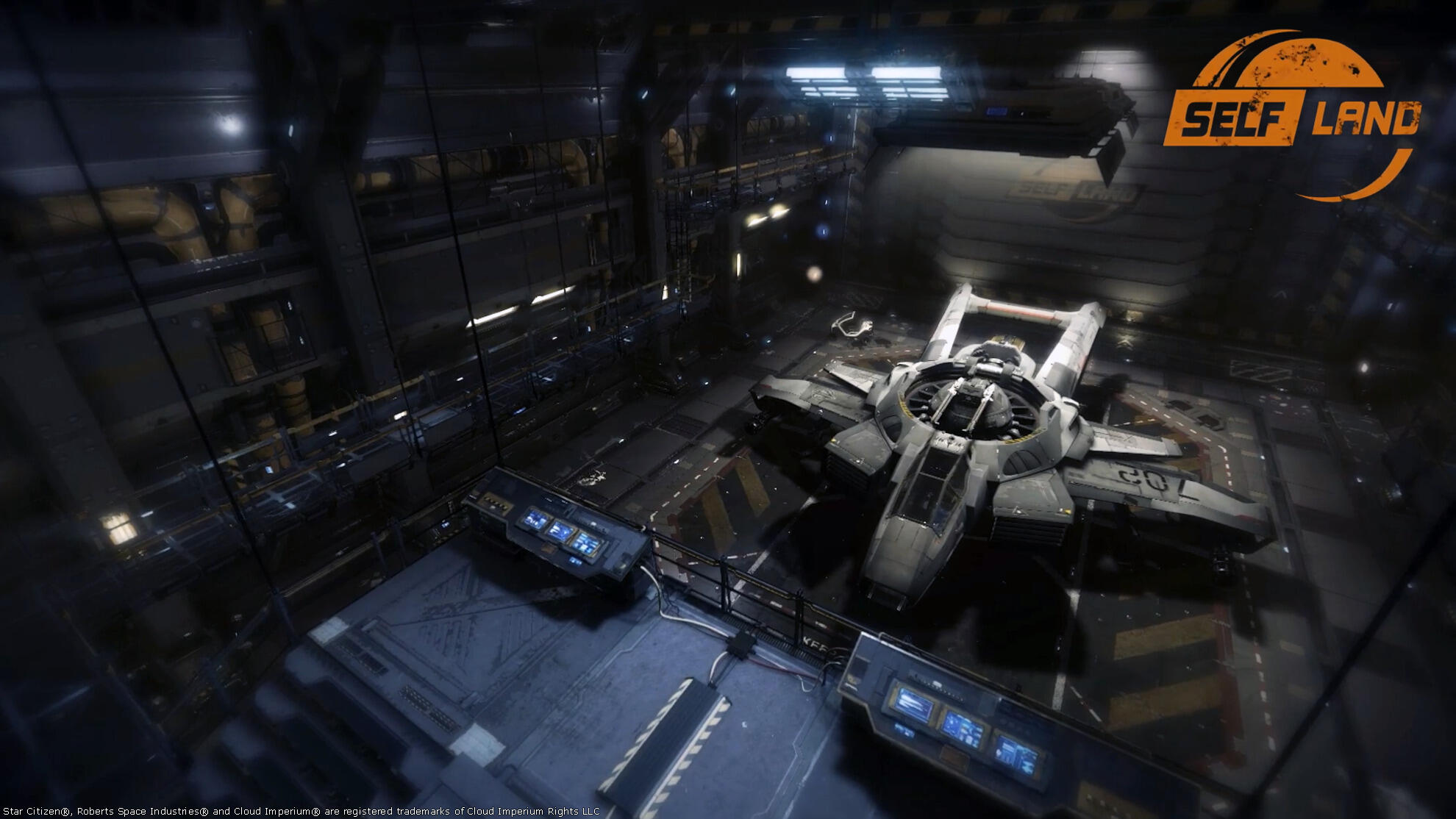 Star Citizen - Visuel de 2014 d'un Hangar SELF LAND