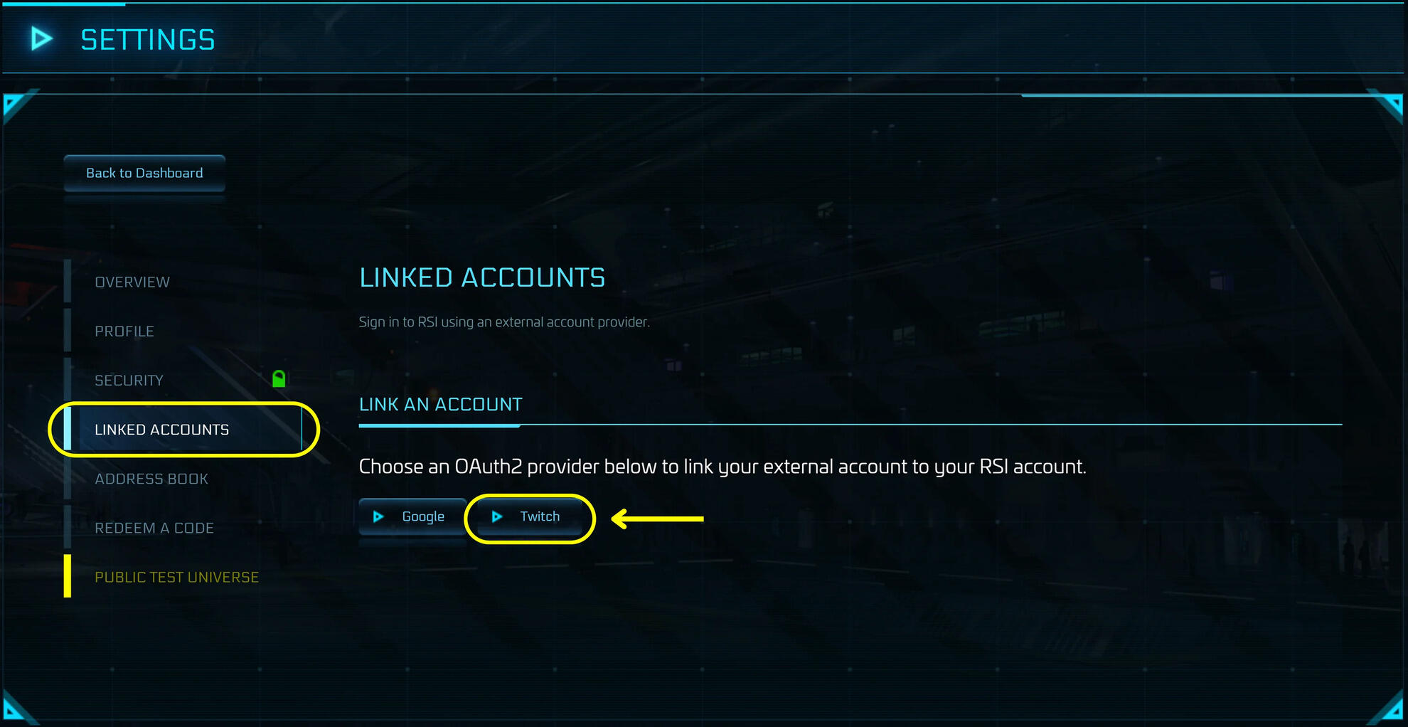 Star Citizen - Twitch Link Accounts PC