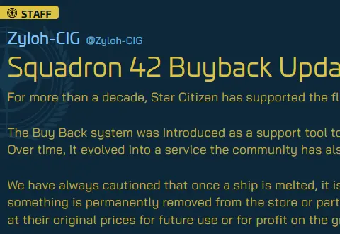Suppression des Buy Back de Squadron 42 : Suite et fin ?