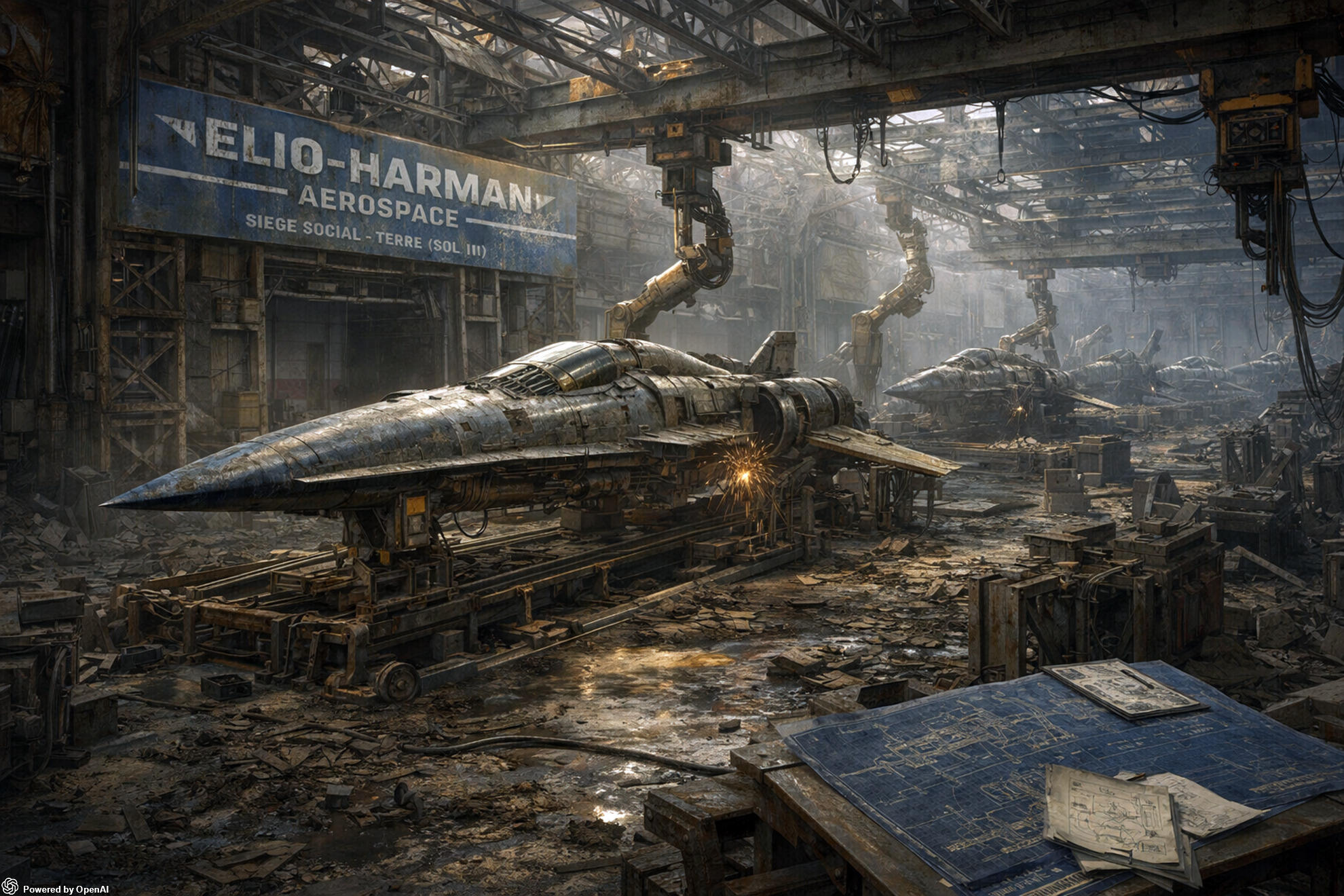 Star Citizen - Usine abandonnée d'Elio-Harman Aerospace (Image générée par IA)